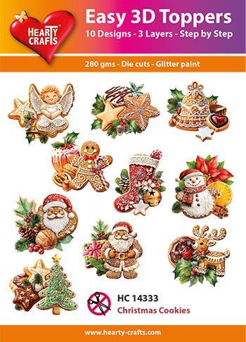Easy 3D toppers Christmas cookies 10 udstandsende motiver med glimmer